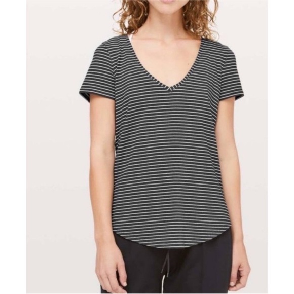 Lululemon Striped Love Tee V Neck Top - Picture 1 of 8